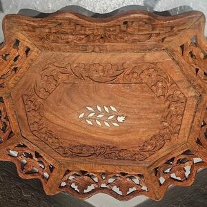 Decorative Wood Tray Open Work Edge 9.5" x 11.5"